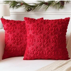 Festive Red Holiday Throw Pillow Set